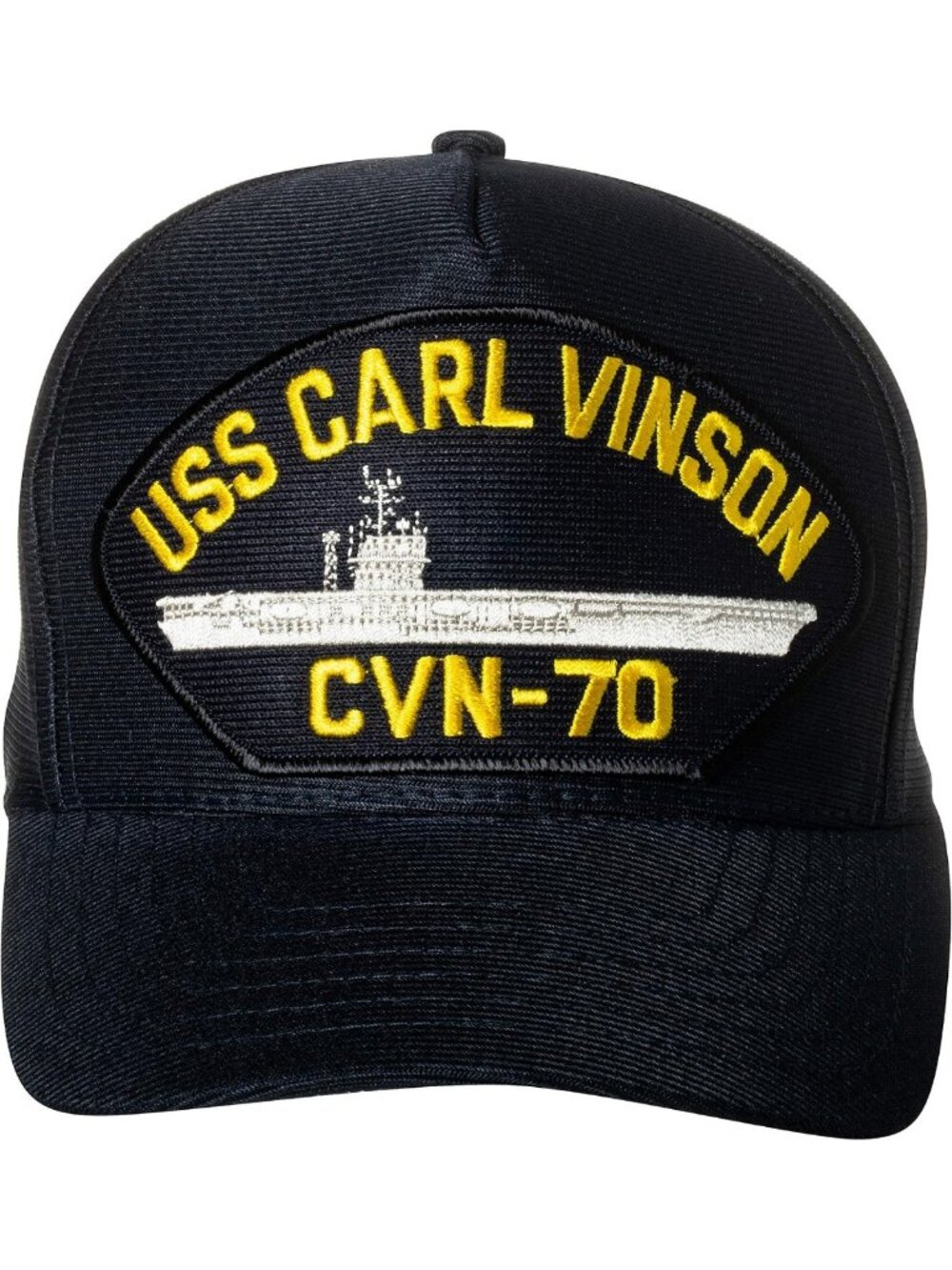 Navy Blue Adjustable Baseball Cap with USS Carl Vinson Supercarrier Emblem Patch